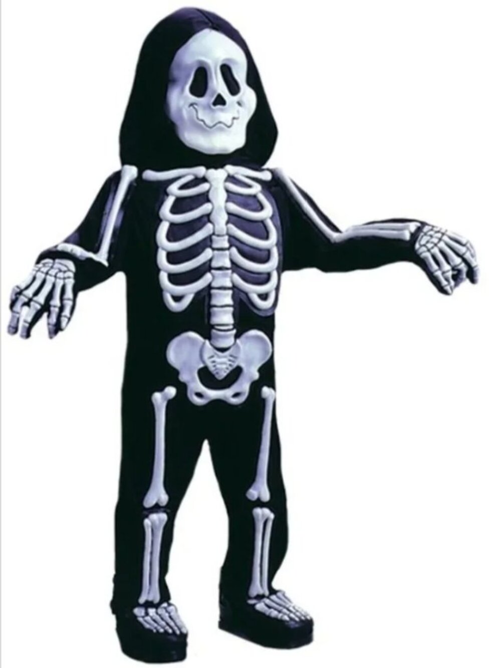 Skelebones Halloween Costume 3T/4T Skeleton White 3-D 6 Pc Jumpsuit Boys Toddler